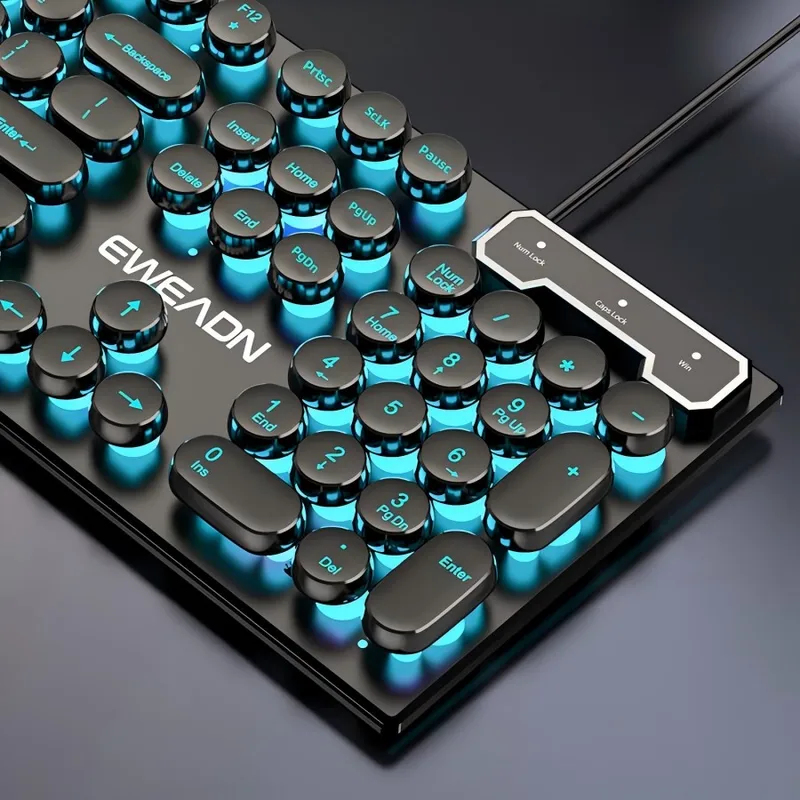 Laptop Mouse - レトロパンクメカニカル風キーボードマウスセット有線ワイヤレスRGBバックライトゲーミングオフィスコンボPCラップトップ用
