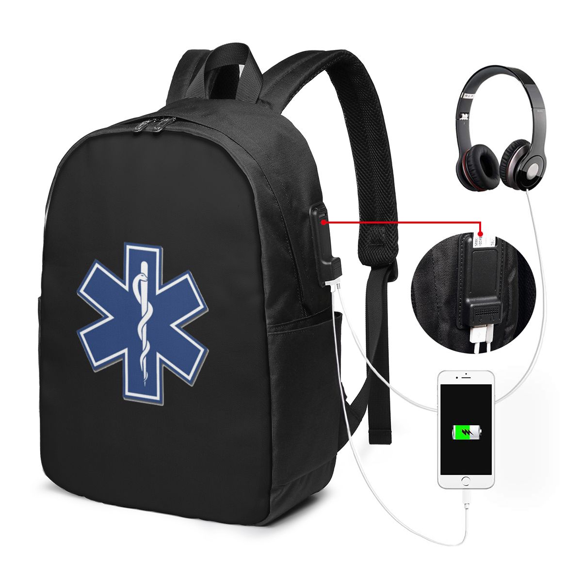 Laptop Bag - EMT スターオブライフ緊急医療バックパック旅行ノートブックバッグコンピュータ大学生スクールバッグラップトップショルダーバッグ