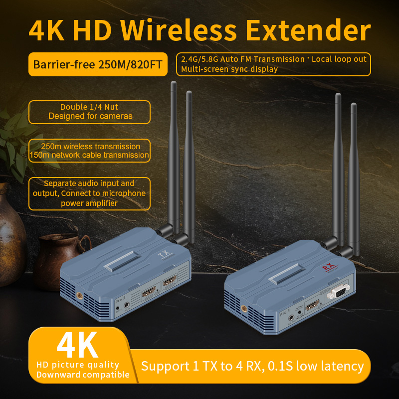 4K HDMIワイヤレスエクステンダー 250m ビデオ送受 - Hdmi Cable のレビューと価格
