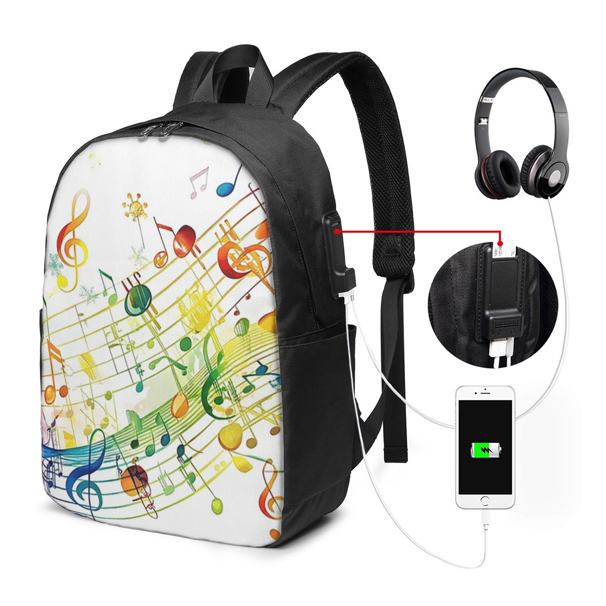 抽象的なピアノの鍵盤と音符バックパック旅行ノートバッグコンピ - Laptop Bag のレビューと価格