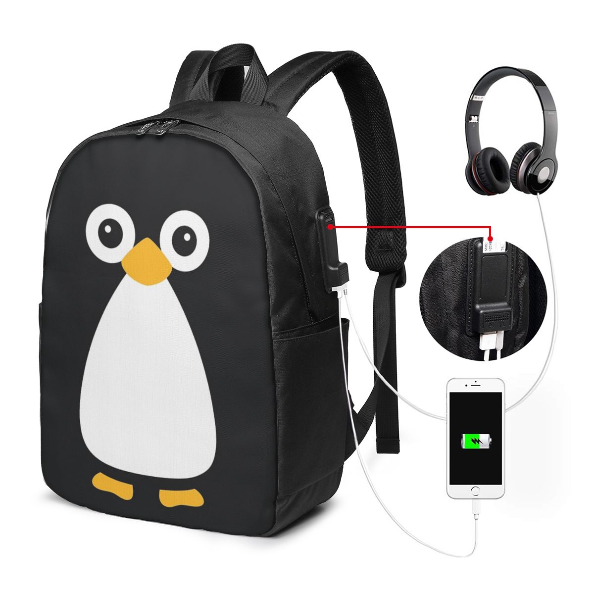 かわいいベクターペンギンバックパック旅行ノートブックバッグコ - Laptop Bag のレビューと価格
