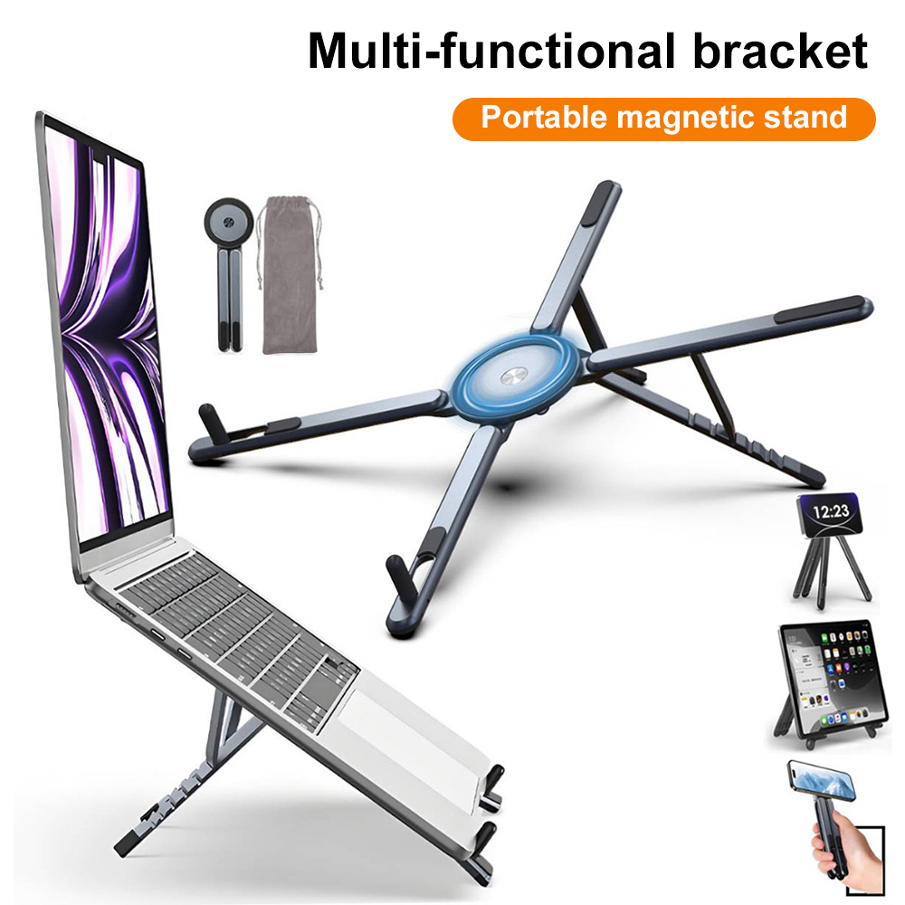 携帯電話用マグネット式ホルダー＆自撮り棒 3-in-1 折り - Laptop Stand のレビューと価格